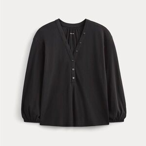 Everlane organic cotton black long sleeve button up top